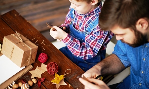 Father & Son Making Christmas Presents- Gear Up for Holiday Giving