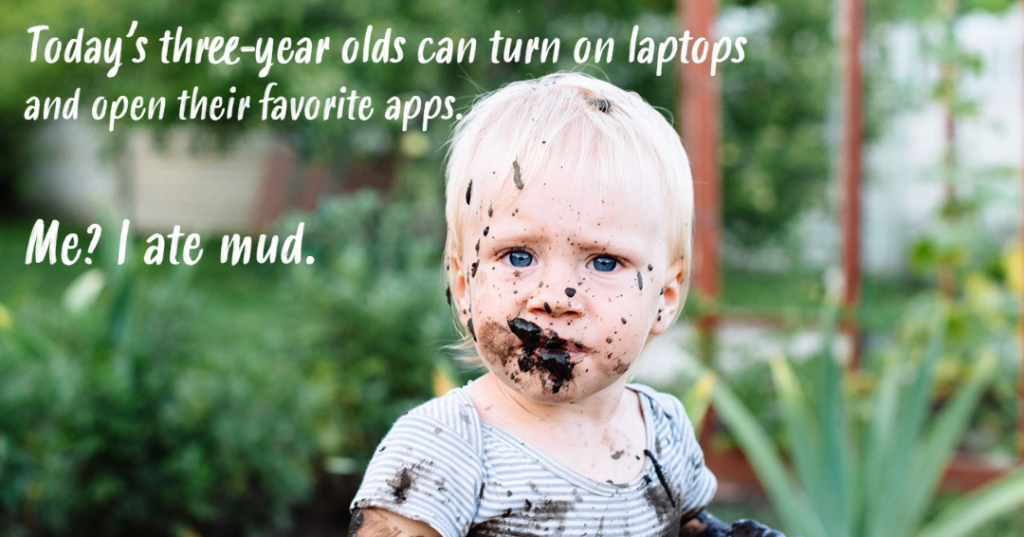 Keeping Your Children Safe Online | Young child playing in mud
